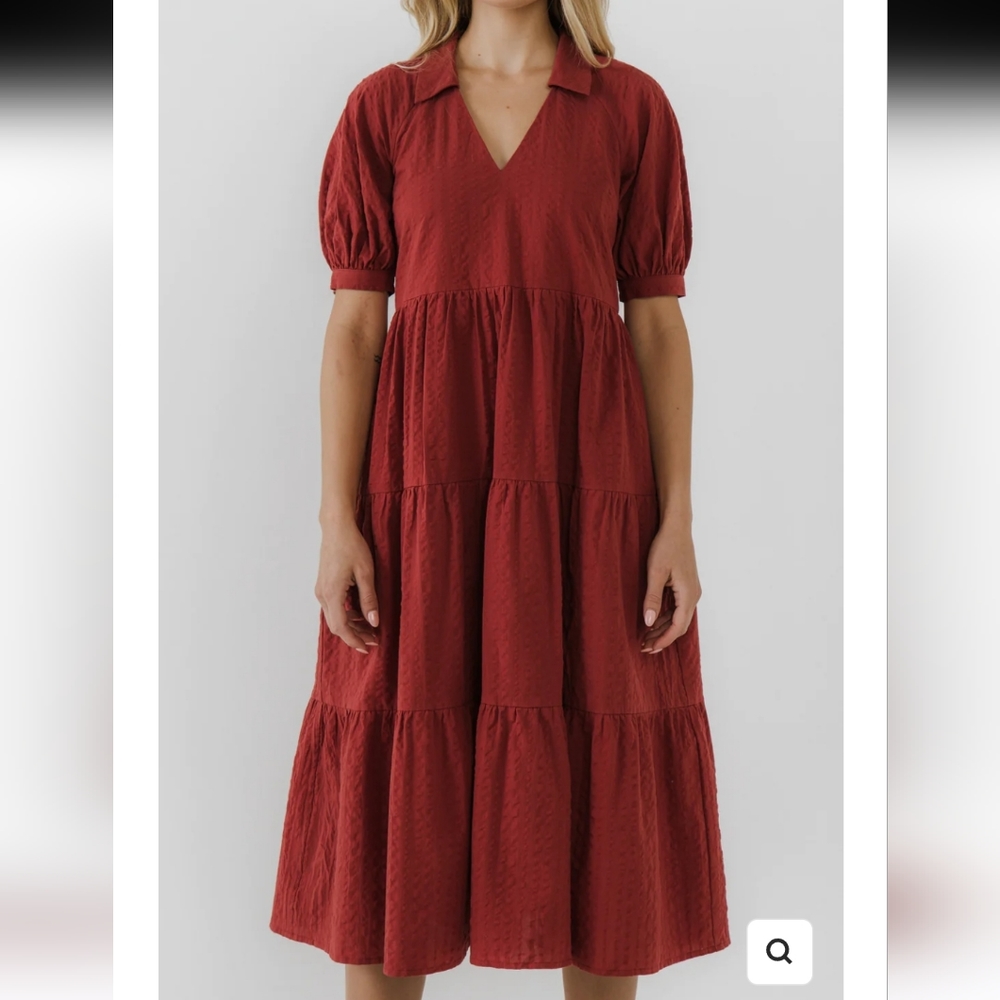FREE THE ROSES STRIPE TEXTURE MIDI DRESS - Picture 5 of 9